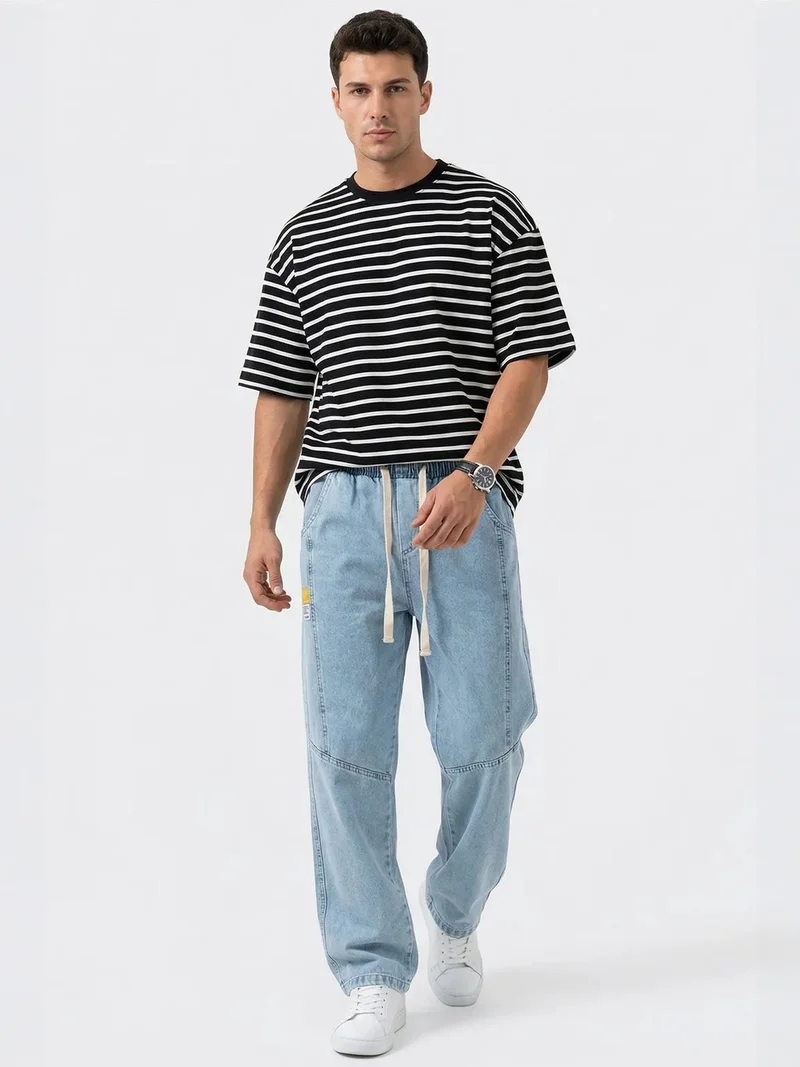 BIG DART BDART Baggy Denim Pants with Drawstring Waist